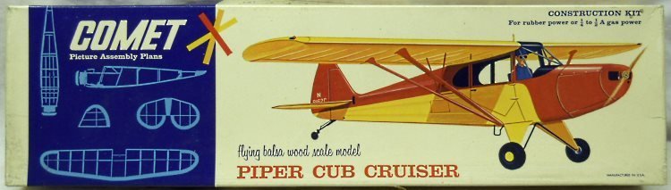 Comet Piper Cub Cruiser - 30 Inch Wingspan Flying Balsa Aircraft, 5902-198 plastic model kit
